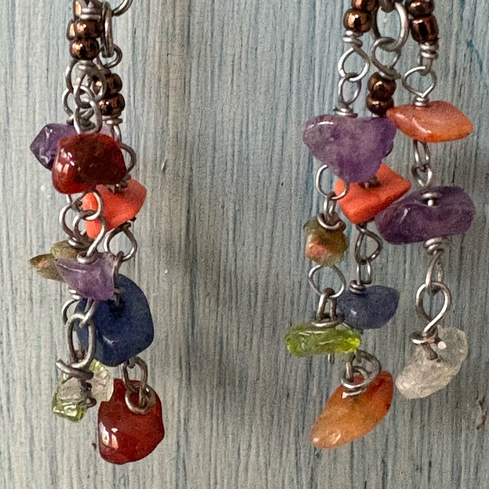 Colorful Beaded Dangle Earrings - Picture 9 of 9